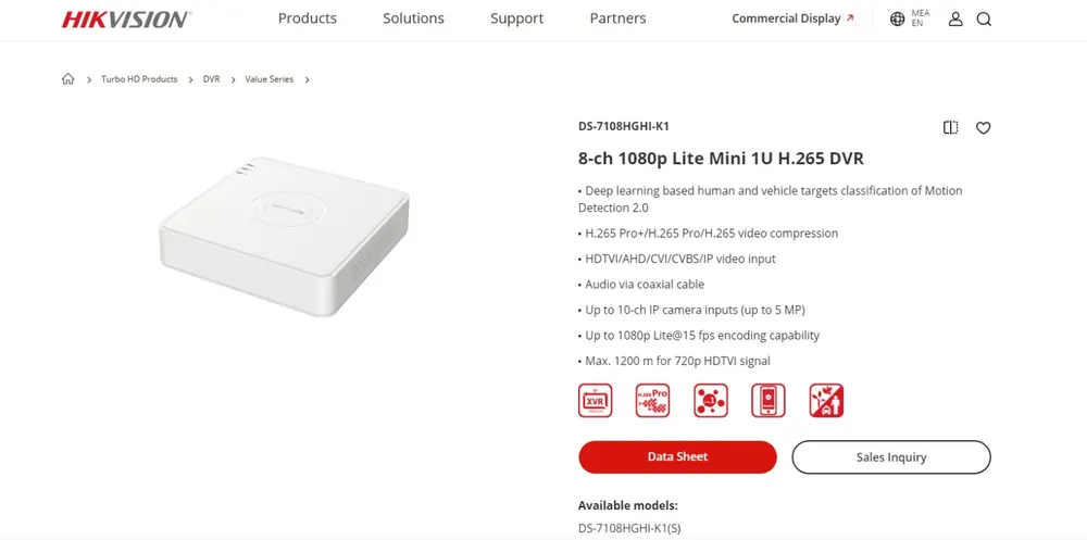 Hikvision DS-7108HGHI-K1 8-Channel 1080p Lite DVR (Eco Model)