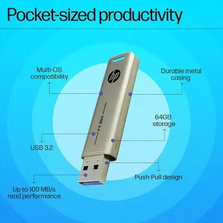 HP x796w 64GB USB 3.1 Metal Body Pendrive – image 3