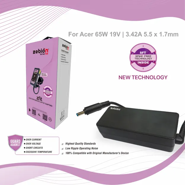 Zebion Zfit Laptop Adapter Acer 65W 19V 3.42A (5.5 x 1.7mm) ZEBTA65W – image 3