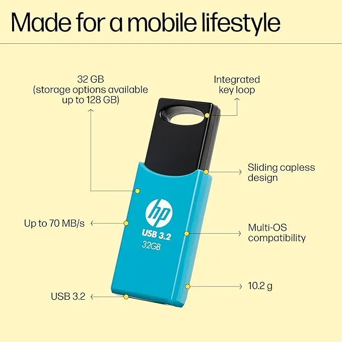HP 712w 32GB USB 3.2 Flash Drive - Blue