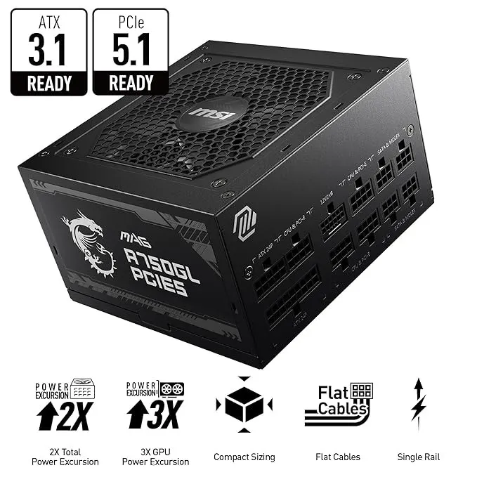 MSI MAG A750GL PCIE5 750W Power Supply – image 2
