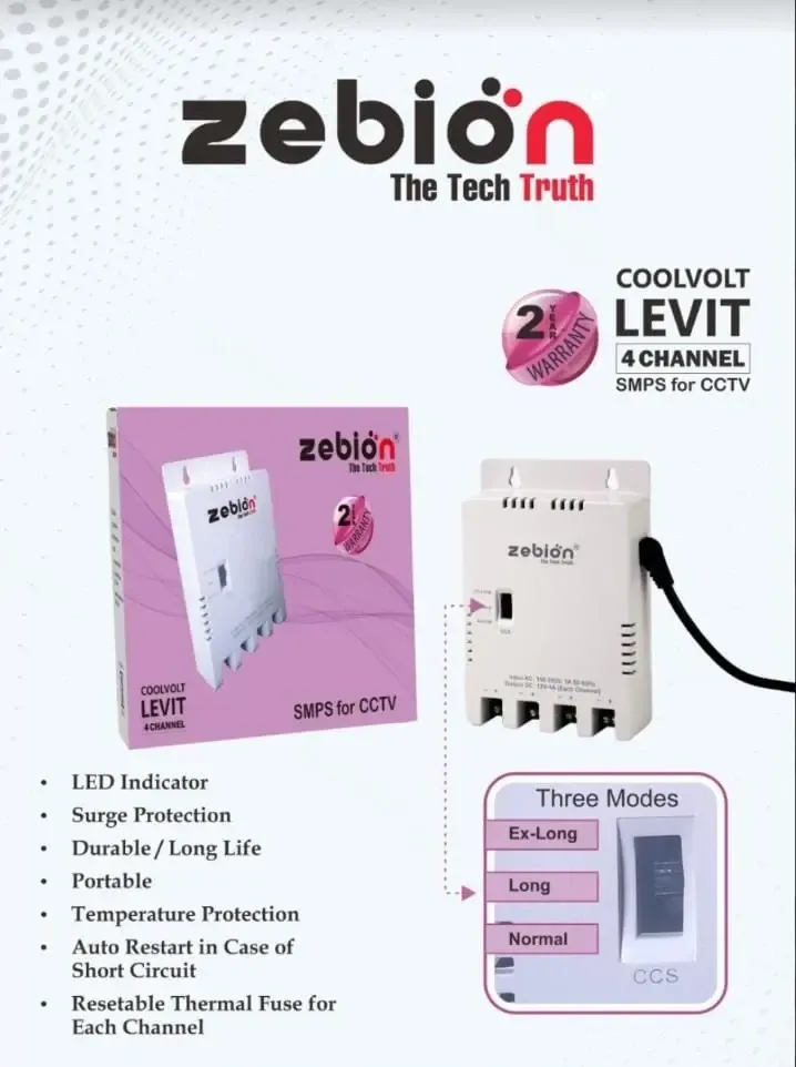 Zebion Coolvolt Levit 4 Channel Multi Port CCTV SMPS