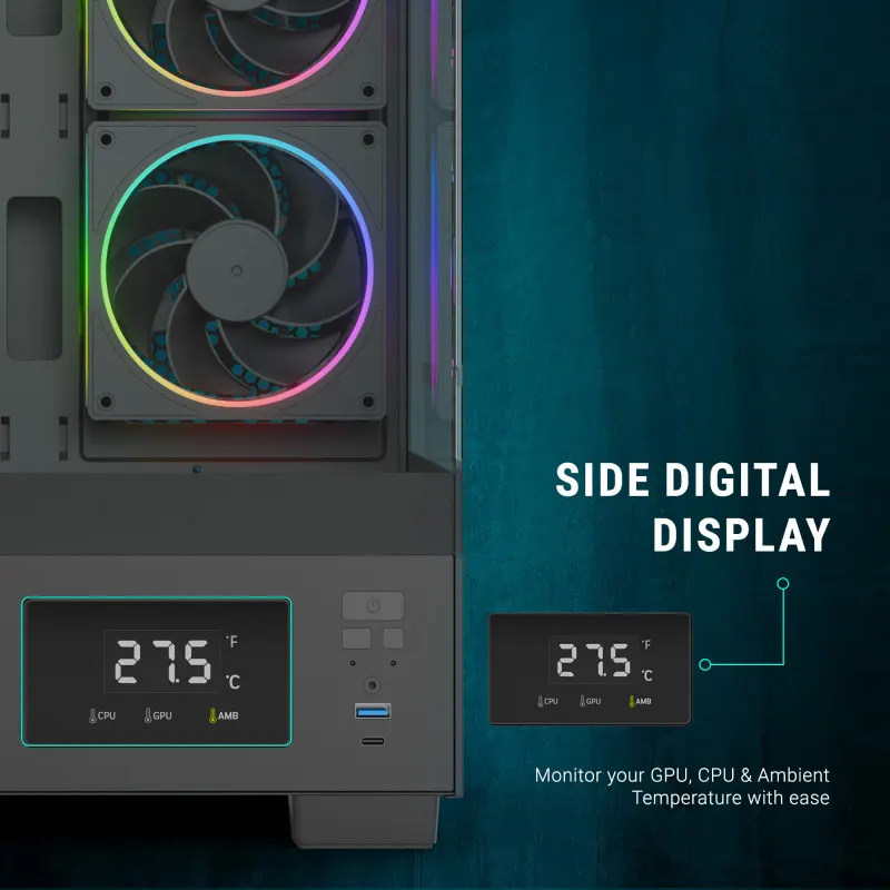 Ant Esports Crystal X3 LCD Black Cabinet – image 3